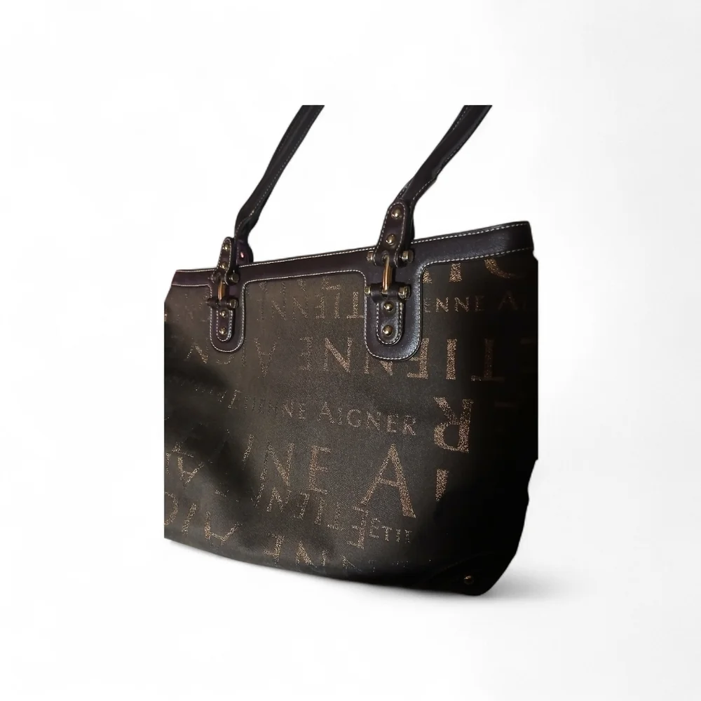 Etienne Aigner Brown Monogram Tote Bag - Picture 2 of 8